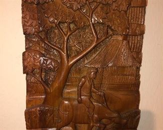 Thai teak wood carving
