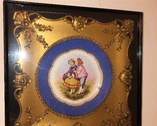 Antique framed plate and placed in shadow box 
Special!