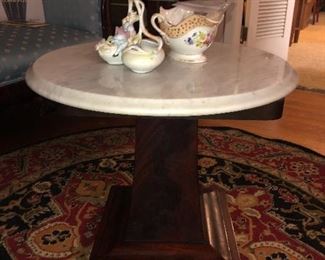 Small marble top end table empire style