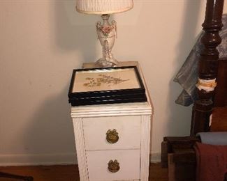 Pair of white end tables 
