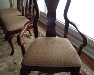 closeup of the dining room chairs