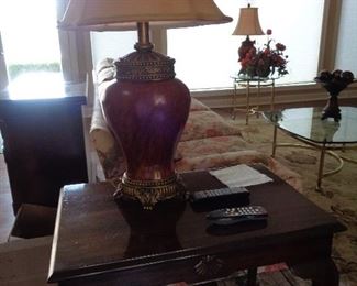 wood lamp table & lamp
