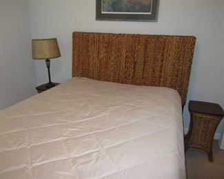 Woven headboard with matching night stands