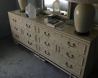 Ficks Reed Faux Bamboo Furniture set with nightstand, chest on chest, 3 drawer gentleman's chest, headboard and dresser!