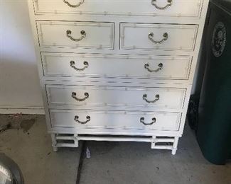 Ficks Reed Faux Bamboo Furniture set with nightstand, chest on chest, 3 drawer gentleman's chest, headboard and dresser!