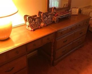 Desk and dresser match the bunk beds and also has the matching chair!