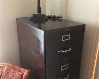 File cabinet with old school desk lamp!