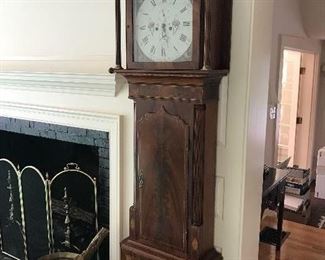 James Coats circa 1800-1811 Tall Case Clock with Mahogany case. 24 3/8" wide x 87" high x 10 1/3" diameter