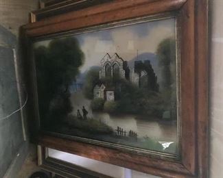 Primitive Painting on Glass unsigned 23" x 15"