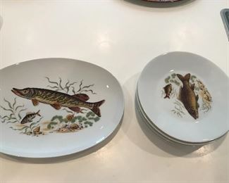 6 Joseph Kuba Fish Plates and Platter