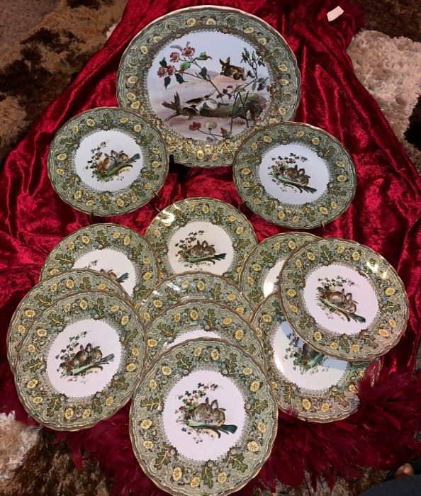 EXTREMELY RARE ANTIQUE ROYAL DOULTON CHINA .. ACCEPTING SERIOUS OFFERS / BIDS 1 VERY LARGE SERVING PLATTER & 12 PLATES