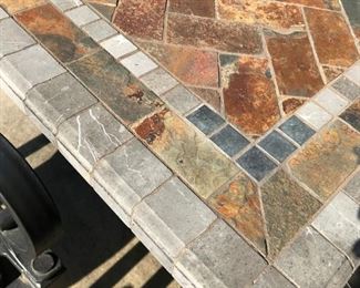 Rectangular Patio table with natural Mosaic Slate top  - 1.6 thick