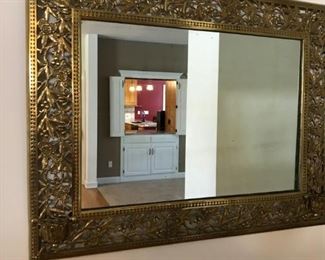 Vintage solid brass wall mirror with built in mini candle holders on both sides