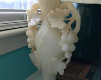 Vintage Carved Alabaster Marble Fruit table lamp