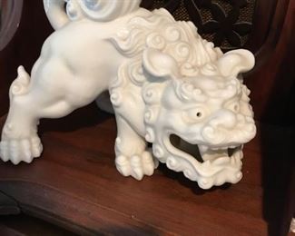 Pair of vintage, Porcelain Japanese Foo Dog Temple Lions