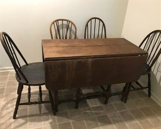 Antique Drop-Leaf table with 4 chairs