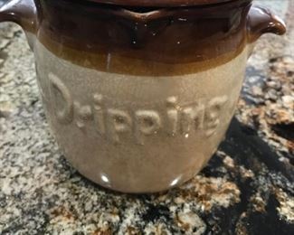 Vintage Grease Dripping Jar with strainer and lid