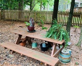 Picnic Table and Flower Pots 