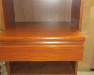 THERE ARE 2 OF THESE.. 2 END TABLE/NIGHT STANDS FOR A 5 PC. NATURAL COLOR QUEEN SIZE FUTON BED AND 2 NIGHT STANDS, STORAGE UNIT, AND A DISPLAY UNIT AND STORAGE IN 2 DRAWERS..
