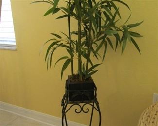 GREAT LITTLE ARTIFICAL TREE AND IRON STAND