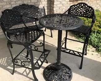 Wrought iron patio furniture.