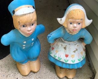 Concrete sculptures of Dutch children,.