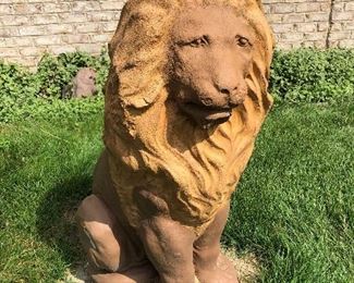 Outdoor lion sculpture.