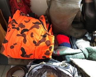 Sampling of the many hunting/outdoor sporting clothes at this sale.