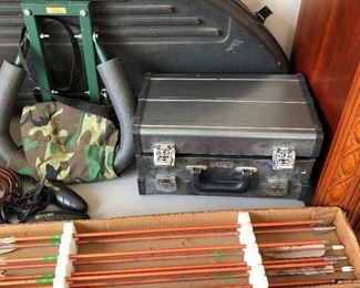 Bow case, gun case, arrows, etc.