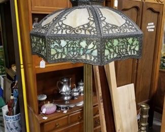 Slag glass floor lamp