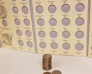 24 State Quarter Collection and Vase of Vintage Pennies