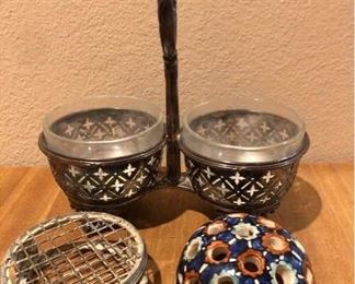 Double Sided Silver Decorative Holders with Handle