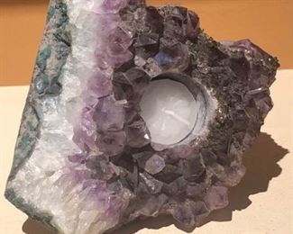 Geode Rock with Candle