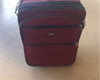 Suitcase and Woven Bag