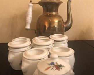 Unique Teacups with Galvanized Teapot