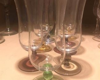Wine Glasses with Multi Color Bases