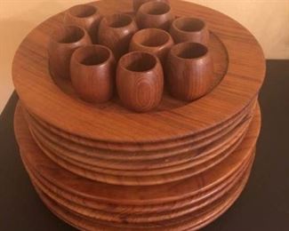 Wooden Plates with Napkin Holders