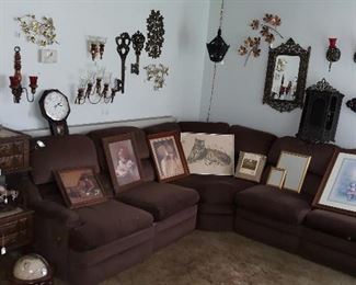 sectional sofa, wall art, end tables