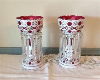 Antique Victorian Moser Mantle Lusters