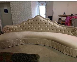 Custom 1 of a kind haute house designer sofa. This piece is a show stopper! It’s 1 piece 170 inches wide
100% silk velvet 
Brand new (covered and stored)
Retail $12,000