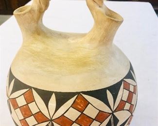 Very Scarce Native American Indian  Handmade Wedding Vase Vessel. These are  Ceremonial  and rarely sold. This one features a Geometric Pattern  