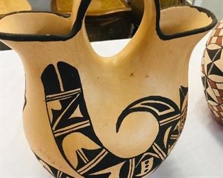 Very Scarce signed Hopi  Native American Indian  Handmade Wedding Vase Vessel. These are  Ceremonial  and rarely sold. 