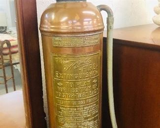 Antique Copper and Brass Fire Extinguisher 