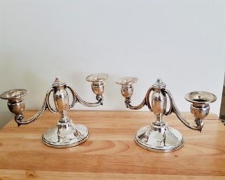 Beautiful Pair of Sterling Silver Double Candle holders 
