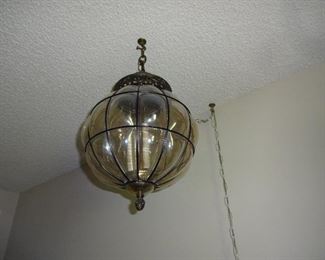 Caged Blown Glass Chandelier