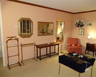 Vintage Mirrors, Barley Twist Table, Valet, Drexel Heritage, The Bombay Co., Robert Sonneman