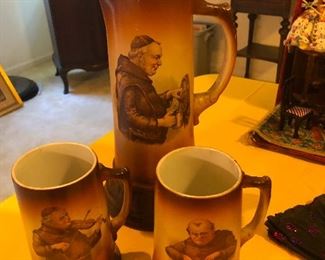 Friar Tuck mead pitcher and steins