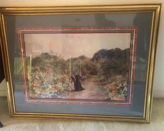 Picture of the widow Francis pointing out the place in her garden where she buried her last husband