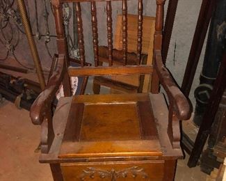Vintage Antique Wooden Adult Sized Chamber Pot  Commode