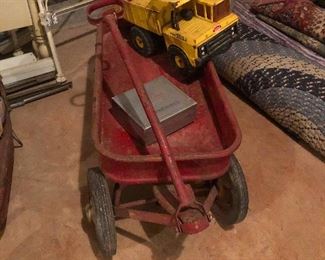 Vintage  Childs Toy Metal Little Red Wagon